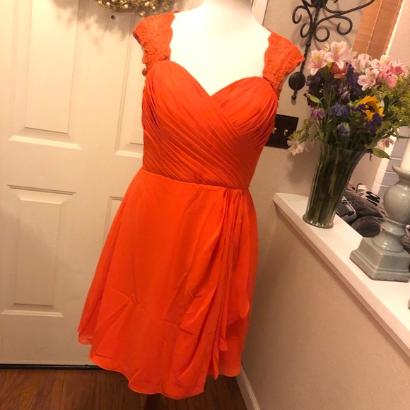 Wedding Dress Brand Orange Midi Bridesmaids Dress - Picture 3 of 8